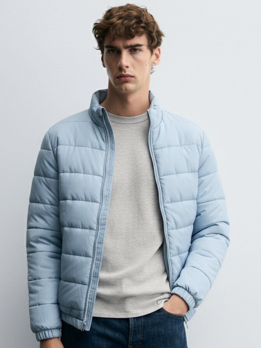 Ketch Men Teal Puffer Jacket - Teal - Image 1