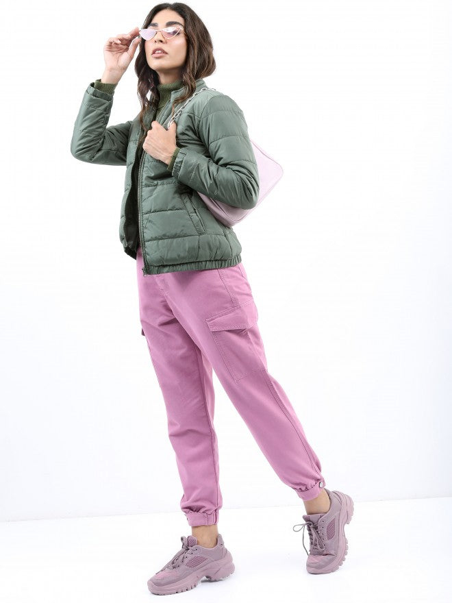 Ketch Women Olive Puffer Jacket - Olive - Image 2