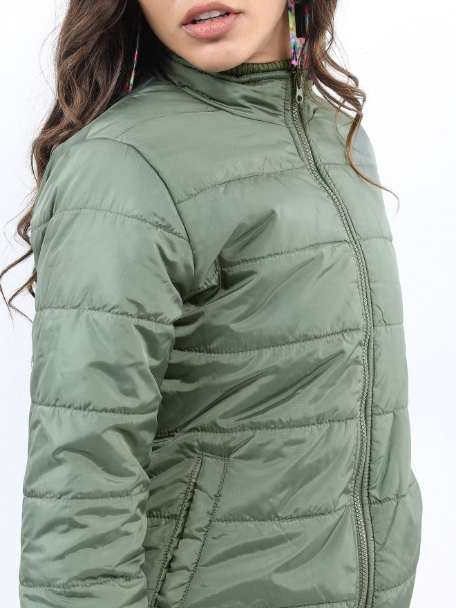 Ketch Women Olive Puffer Jacket - Olive - Image 5