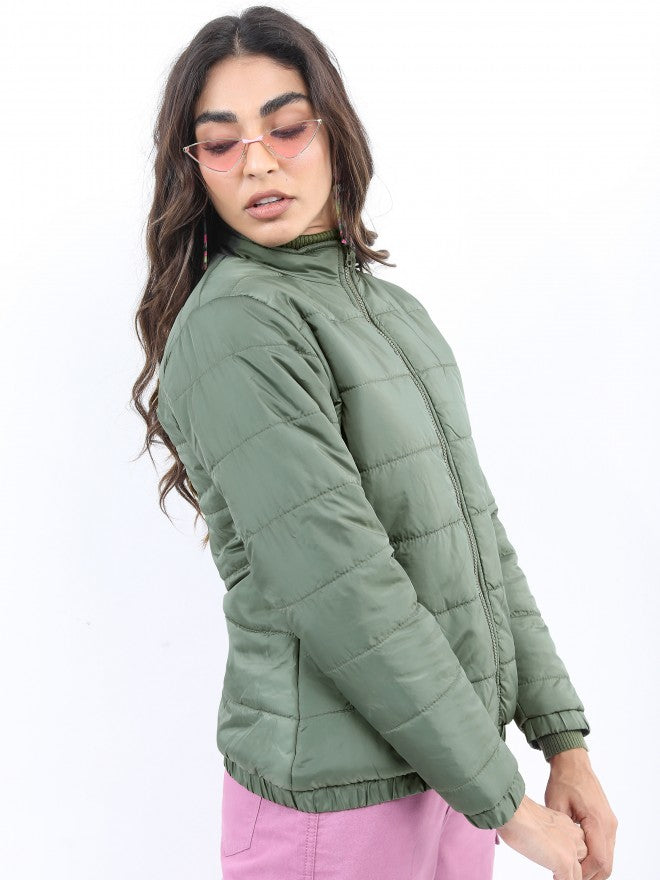 Ketch Women Olive Puffer Jacket - Olive - Image 6