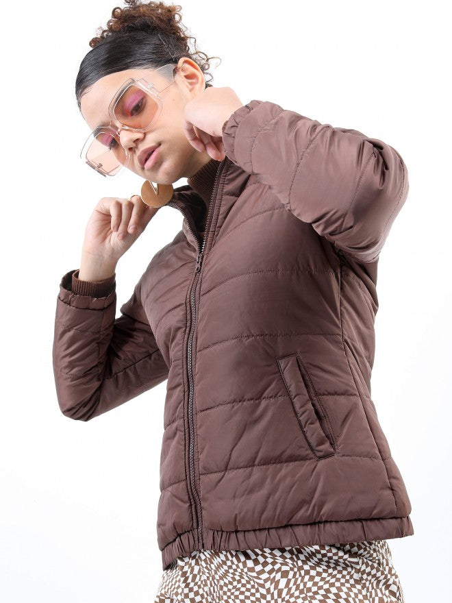 Ketch Women Brown Puffer Jacket - Brown - Image 4