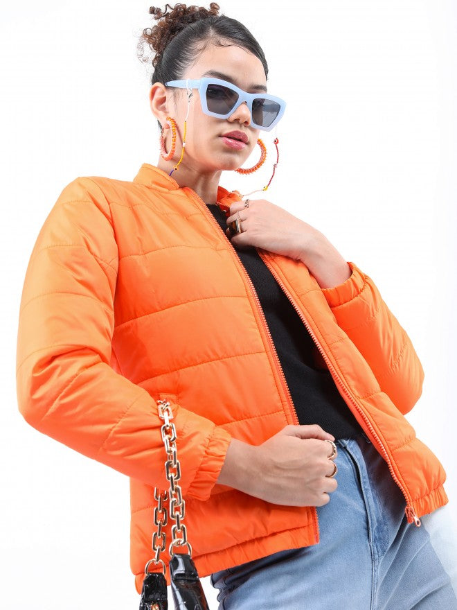 Ketch Women Orange Puffer Jacket - Orange - Image 1