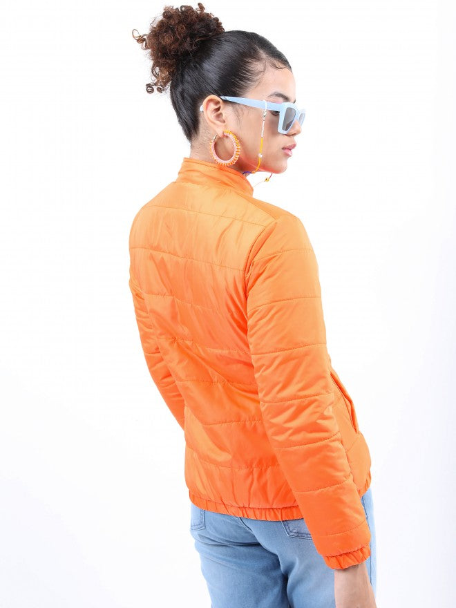 Ketch Women Orange Puffer Jacket - Orange - Image 3