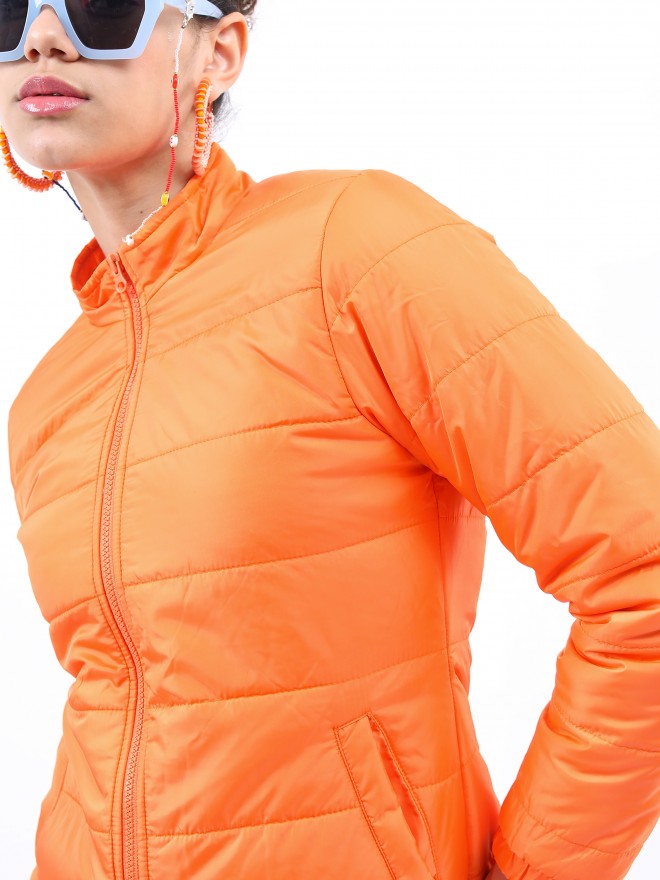 Ketch Women Orange Puffer Jacket - Orange - Image 5