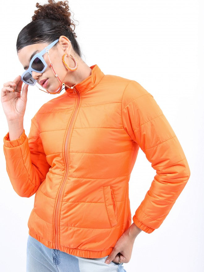 Ketch Women Orange Puffer Jacket - Orange - Image 6