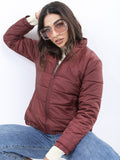 Ketch Women Burgundy Puffer Jacket - Burgundy - Image 1