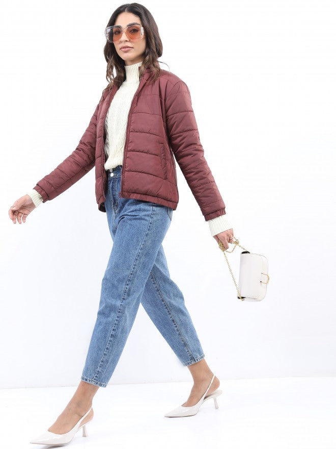 Ketch Women Burgundy Puffer Jacket - Burgundy - Image 2