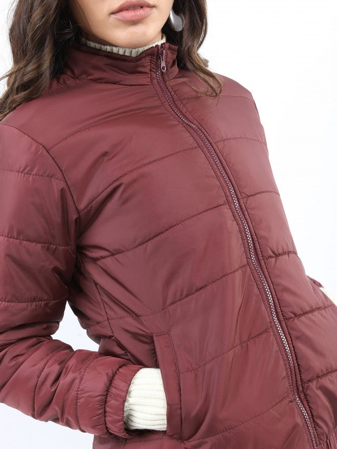 Ketch Women Burgundy Puffer Jacket - Burgundy - Image 5