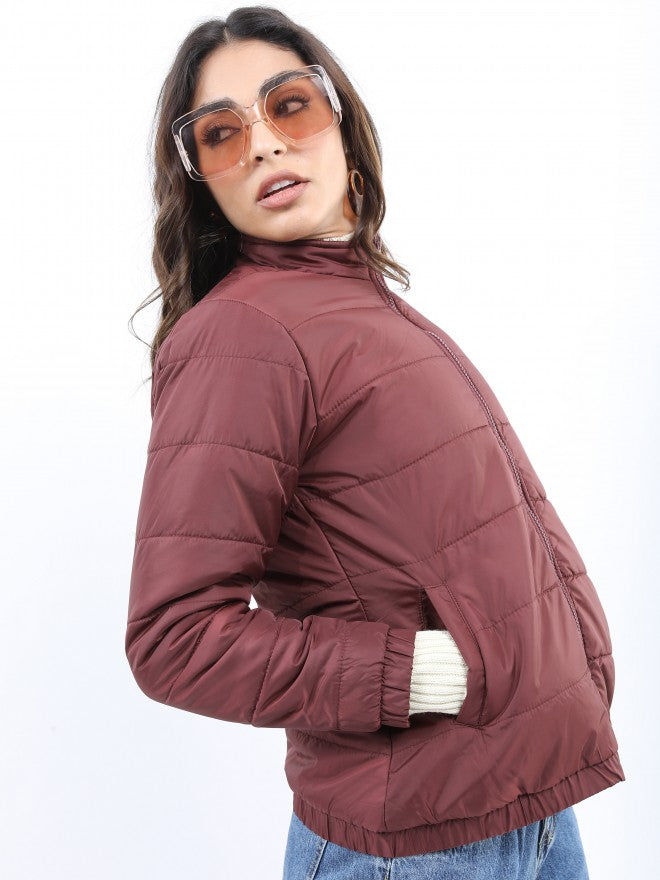 Ketch Women Burgundy Puffer Jacket - Burgundy - Image 6
