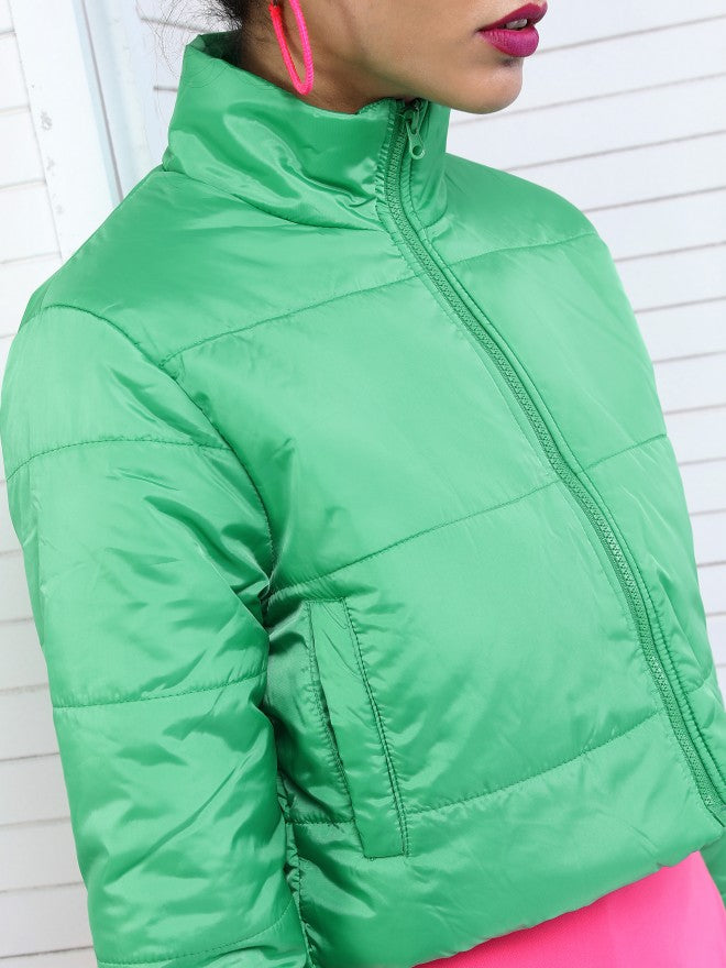 Ketch Women Green Puffer Jacket - Green - Image 4
