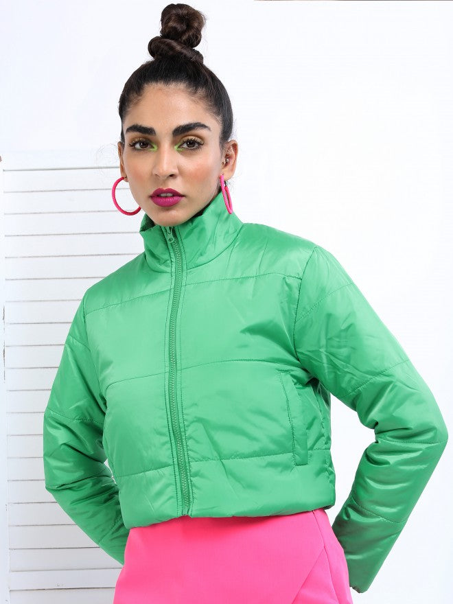 Ketch Women Green Puffer Jacket - Green - Image 5