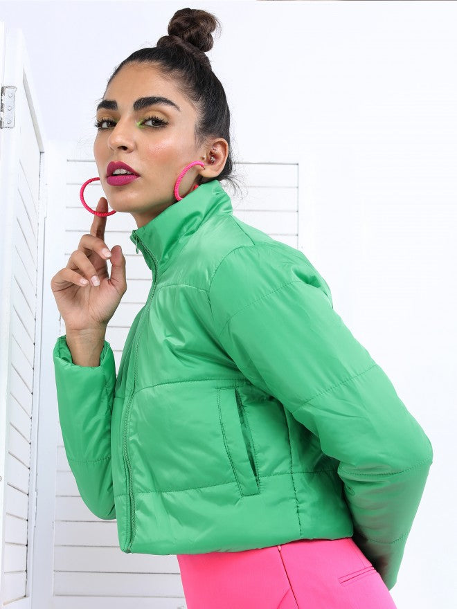 Ketch Women Green Puffer Jacket - Green - Image 6