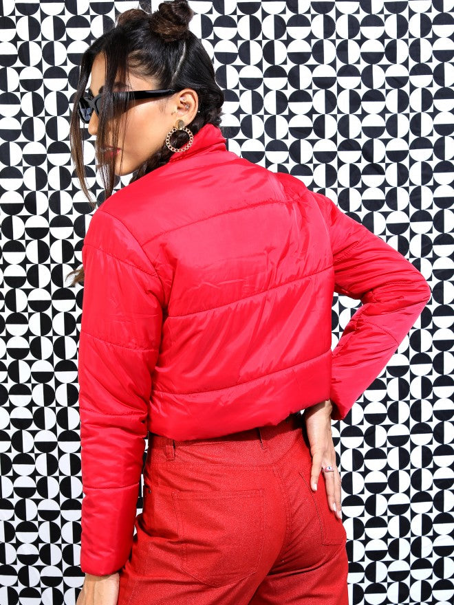 Ketch Women Red Puffer Jacket - Red - Image 3