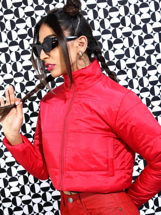 Ketch Women Red Puffer Jacket - Red - Image 4