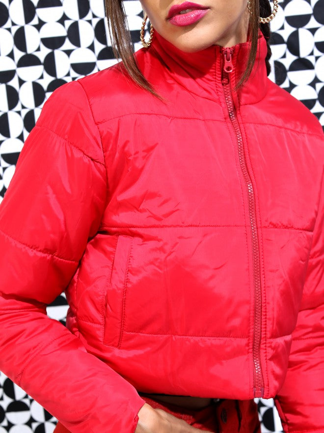 Ketch Women Red Puffer Jacket - Red - Image 5