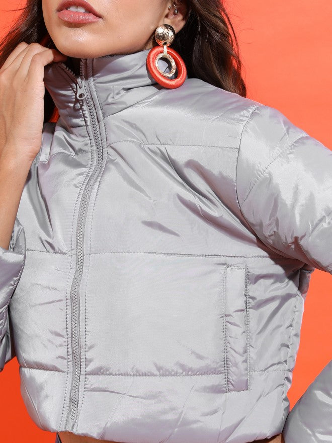 Ketch Women Grey Puffer Jacket - Grey - Image 4