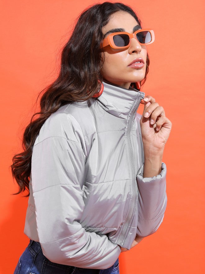 Ketch Women Grey Puffer Jacket - Grey - Image 6