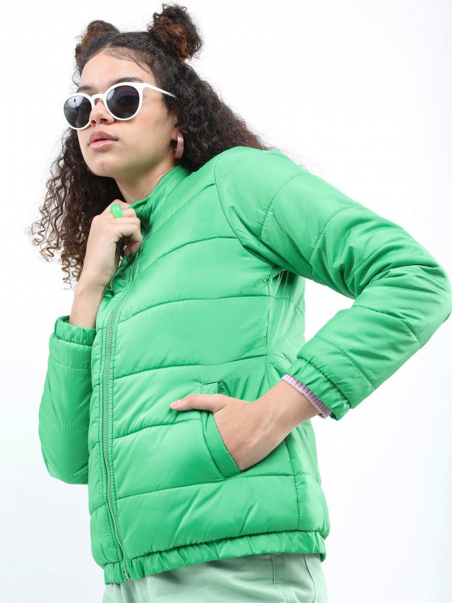 Ketch Women Green Puffer Jacket - Green - Image 4