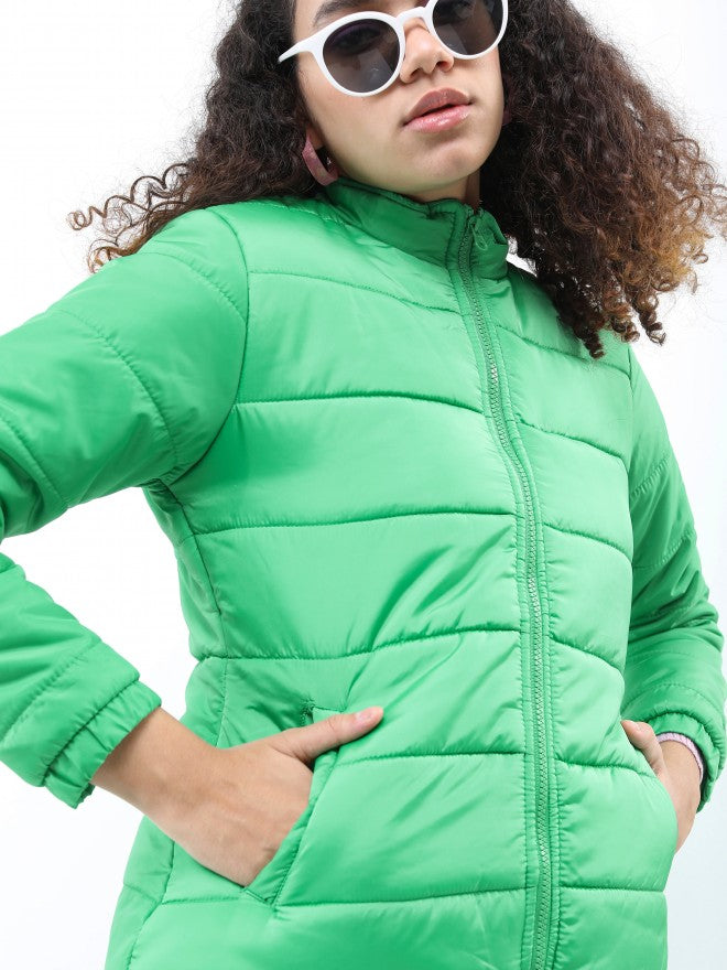 Ketch Women Green Puffer Jacket - Green - Image 5
