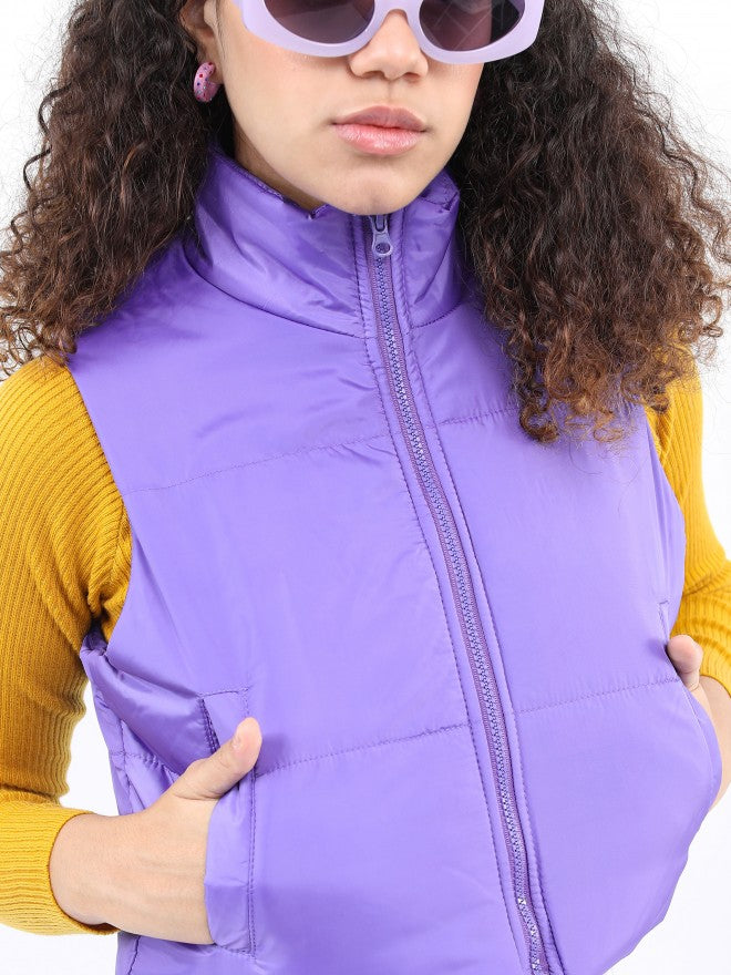 Ketch Women Purple Puffer Jacket - Purple - Image 5