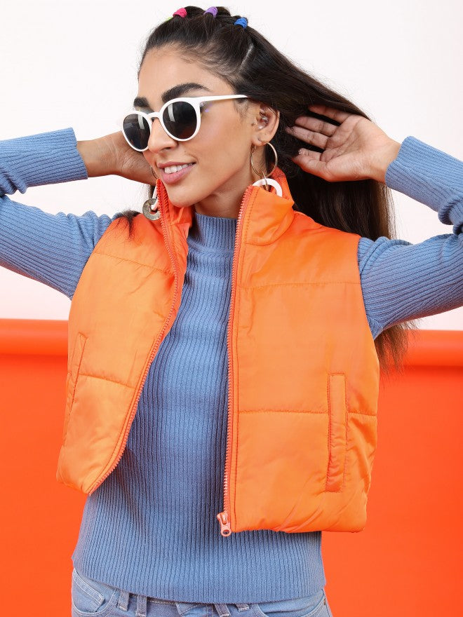 Ketch Women Orange Puffer Jacket - Orange - Image 1
