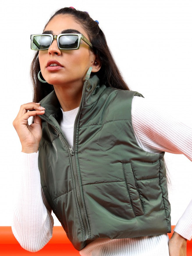 Ketch Women Olive Puffer Jacket - Olive - Image 1