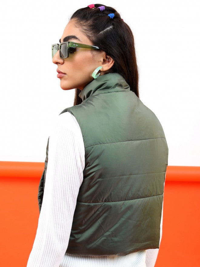 Ketch Women Olive Puffer Jacket - Olive - Image 3