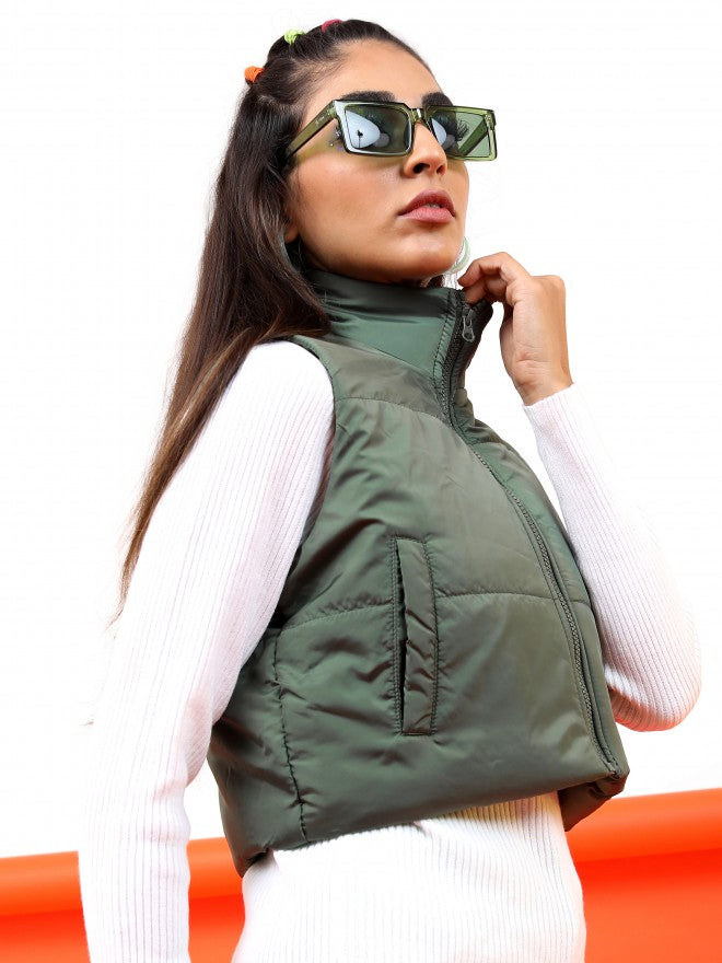 Ketch Women Olive Puffer Jacket - Olive - Image 6