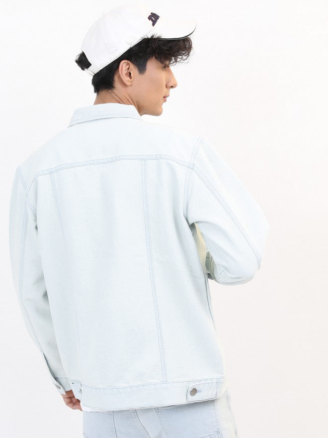 Ketch Men Blue Solid Denim Jacket - Blue - Image 3