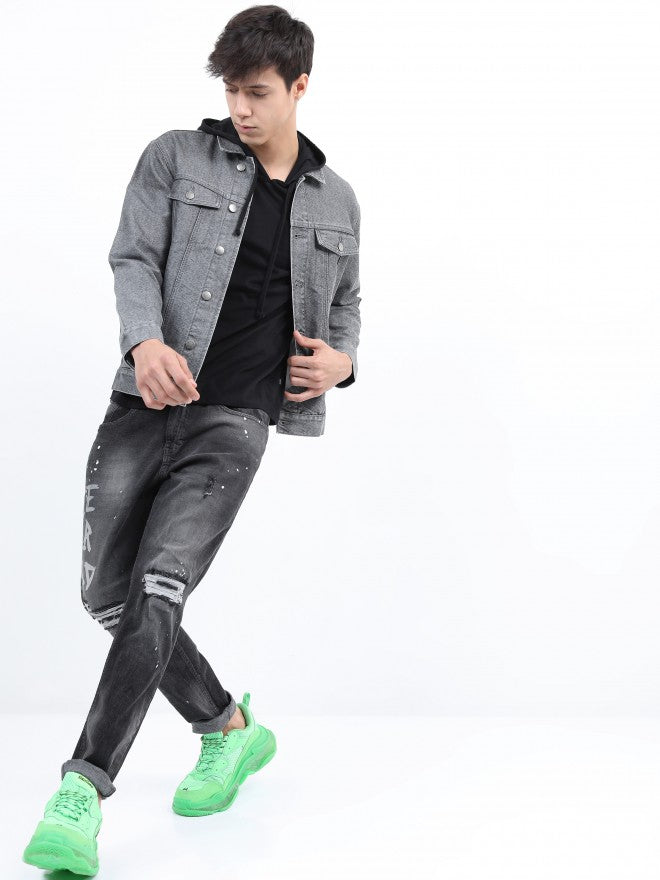 Ketch Men Grey Denim Jacket - Grey - Image 2