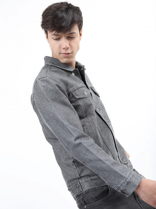 Ketch Men Grey Denim Jacket - Grey - Image 6
