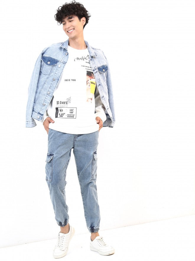 Ketch Men Blue Solid Denim Jacket - Blue - Image 2
