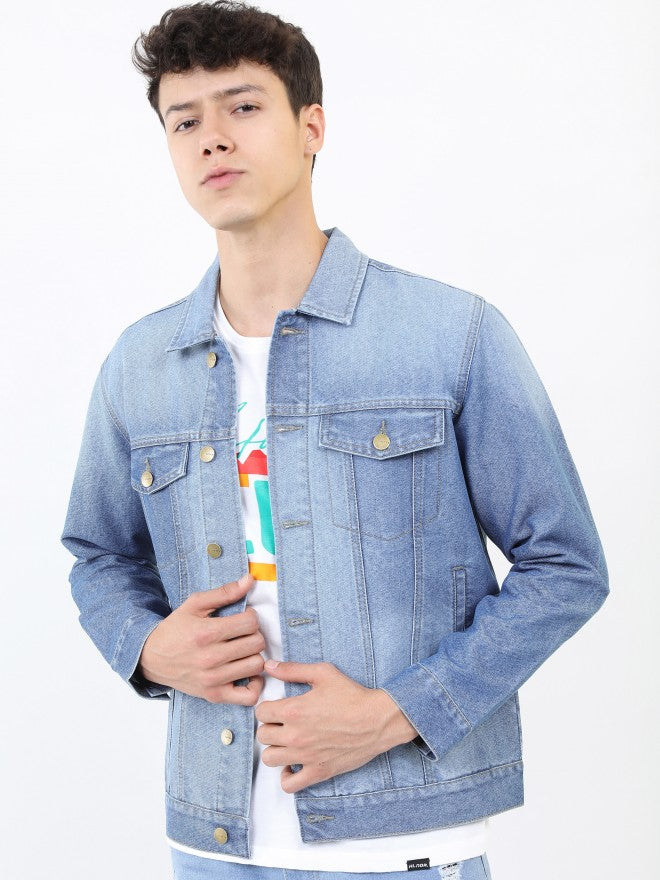 Ketch Men Blue Denim Jacket - Blue - Image 1