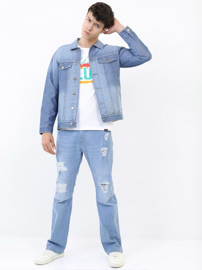Ketch Men Blue Denim Jacket - Blue - Image 2