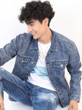 Ketch Men Blue Solid Denim Jacket - Blue - Image 1