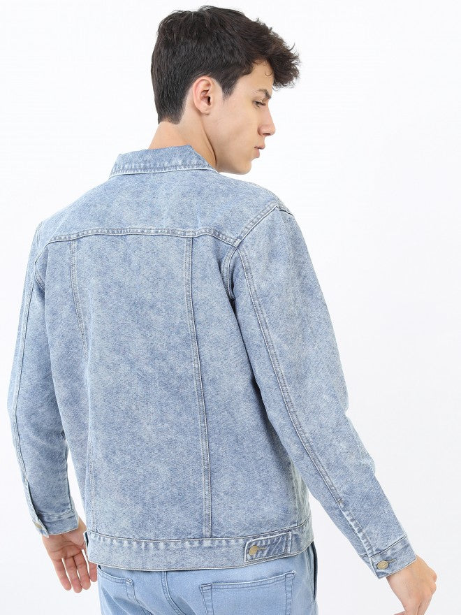 Ketch Men Blue Denim Jacket - Blue - Image 3