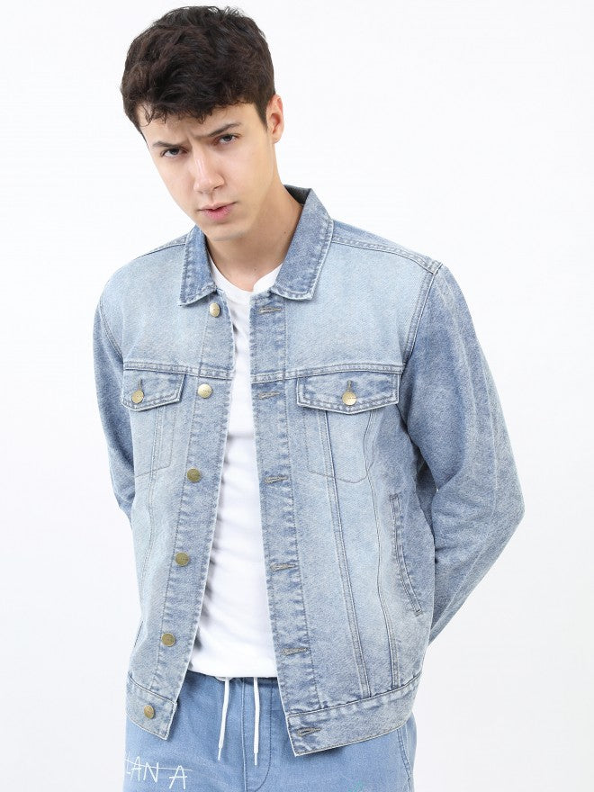 Ketch Men Blue Denim Jacket - Blue - Image 4