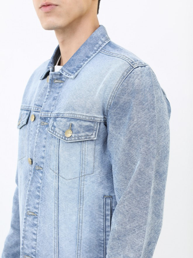 Ketch Men Blue Denim Jacket - Blue - Image 5