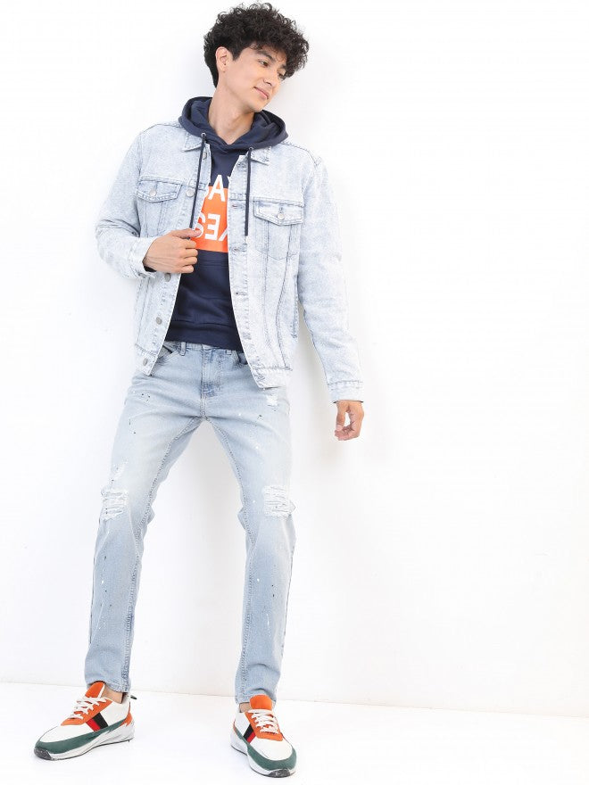 Ketch Men Blue Solid Denim Jacket - Blue - Image 2