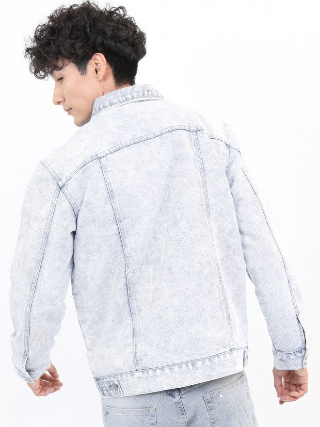 Ketch Men Blue Solid Denim Jacket - Blue - Image 3
