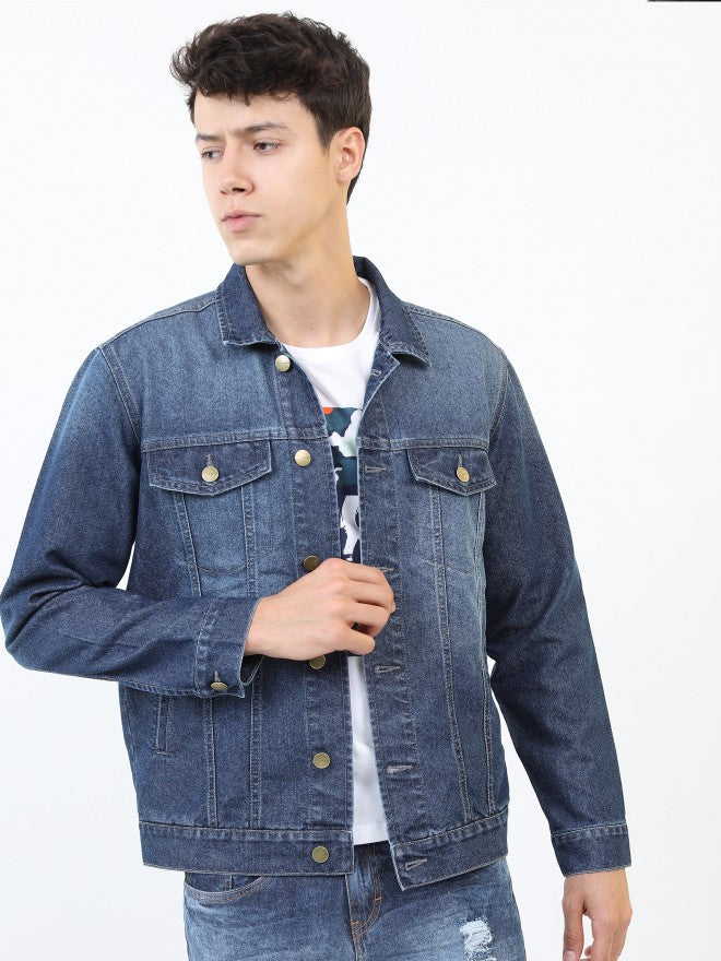 Ketch Men Navy Denim Jacket - Navy Blue - Image 1
