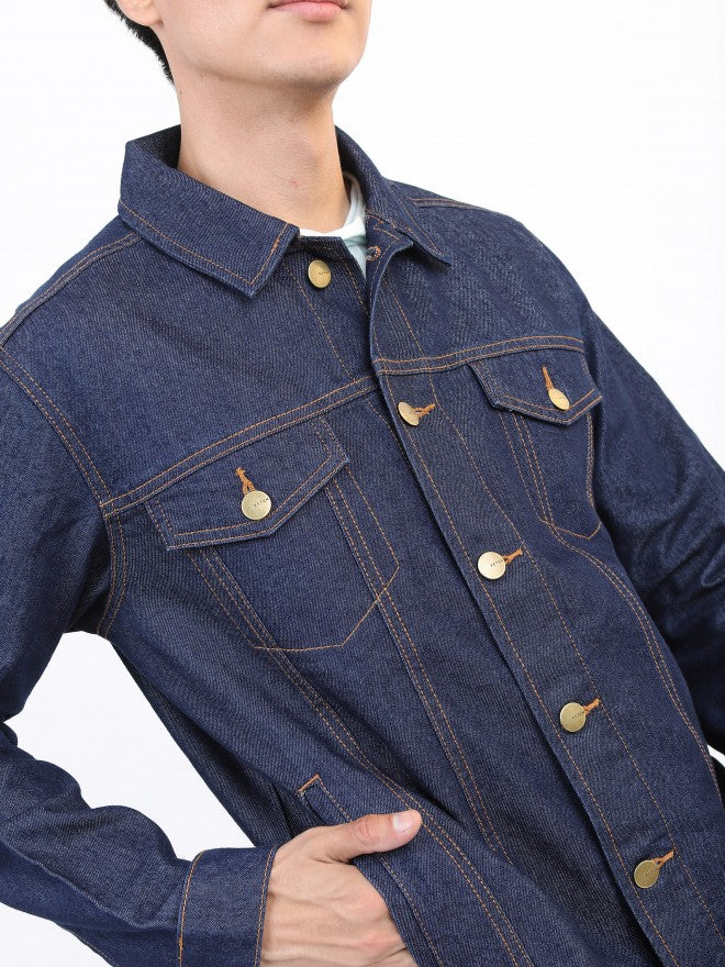 Ketch Men Navy Solid Denim Jacket - Navy Blue - Image 5