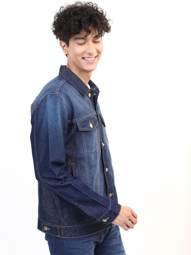 Ketch Men Navy Solid Denim Jacket - Navy Blue - Image 6