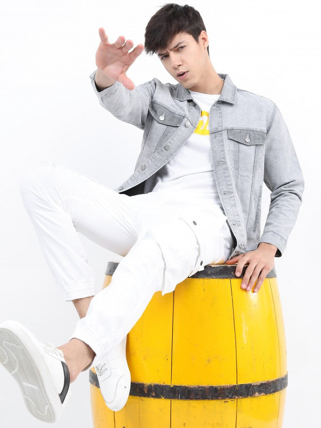 Ketch Men Grey Denim Jacket - Grey - Image 2