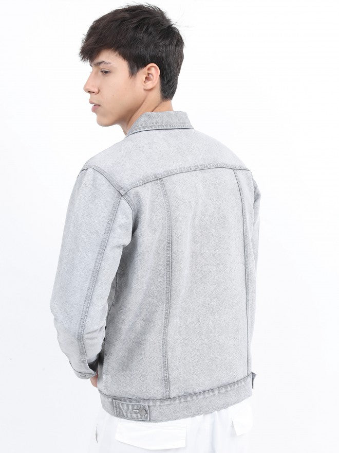 Ketch Men Grey Denim Jacket - Grey - Image 3