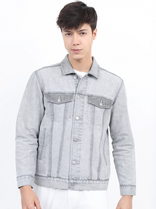 Ketch Men Grey Denim Jacket - Grey - Image 4