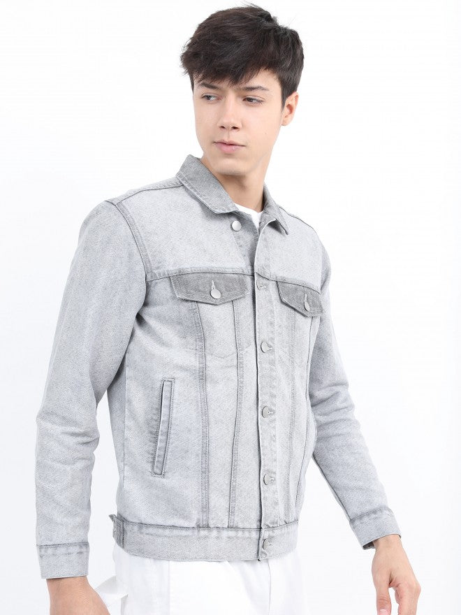Ketch Men Grey Denim Jacket - Grey - Image 6