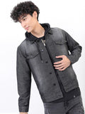 Ketch Men Black Solid Denim Jacket - Black - Image 1