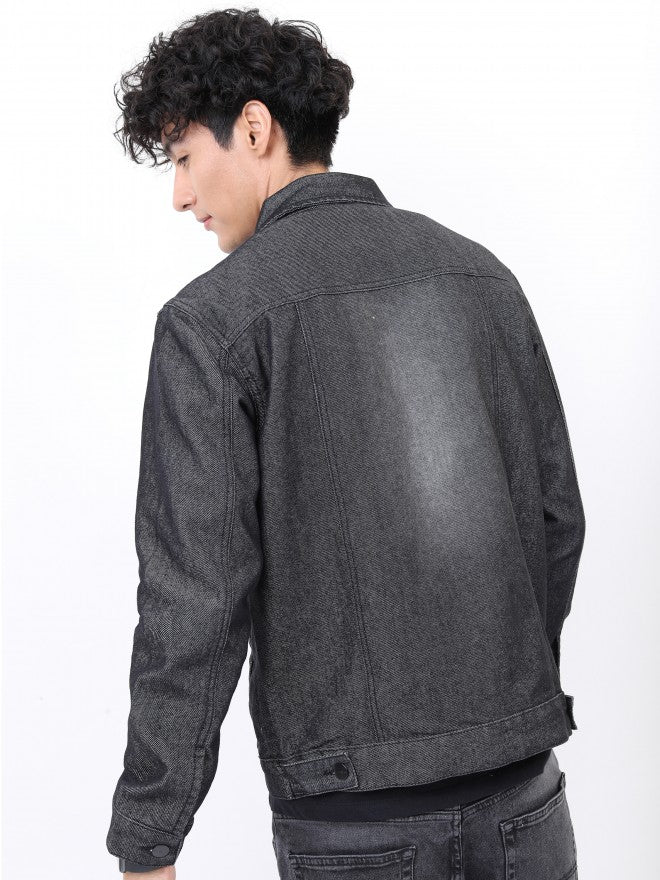 Ketch Men Black Solid Denim Jacket - Black - Image 3