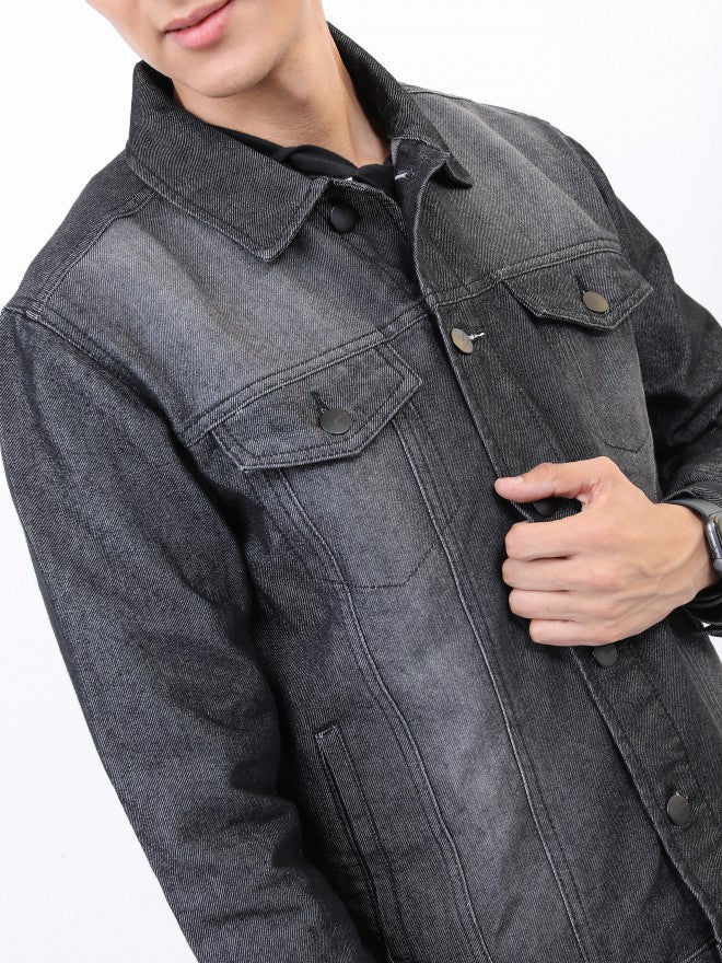 Ketch Men Black Solid Denim Jacket - Black - Image 5